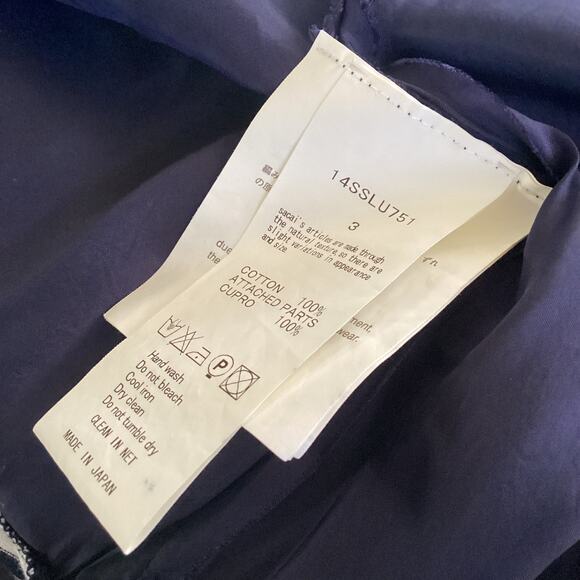 Sacai Luck White Navy Cotton Striped Tank Dress Cupro Skirt 3 L - Picture 10 of 12